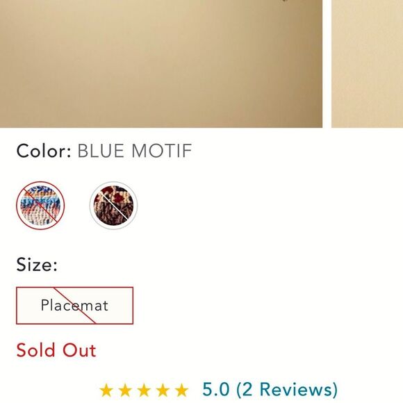 NWOT RARE Anthropologie Upcycled Heritage Placemats-Set of 2-1Blue & 1 Red - Picture 16 of 16